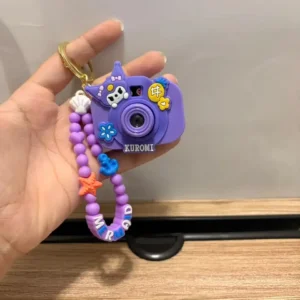 Cute Mini Projection Camera Keychain with Beaded Strap