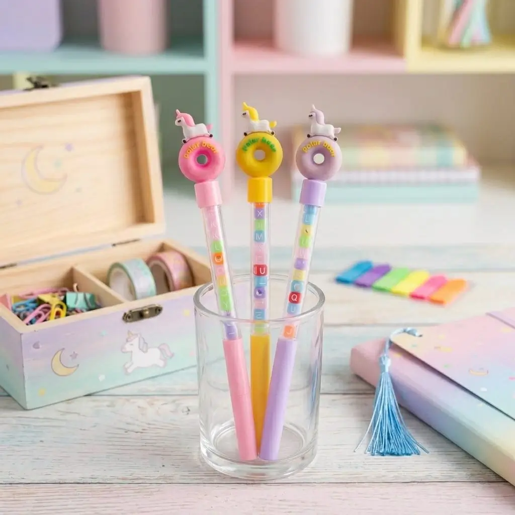 Unicorn Donut Ball Pen – Cute & Colorful Writing Pen - Image 2