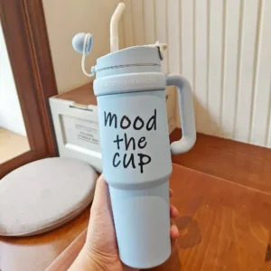 Mood The Cup Insulated Tumbler with Straw and Handle | Stylish Lightweight Stainless Steel Sporty Style Tumbler