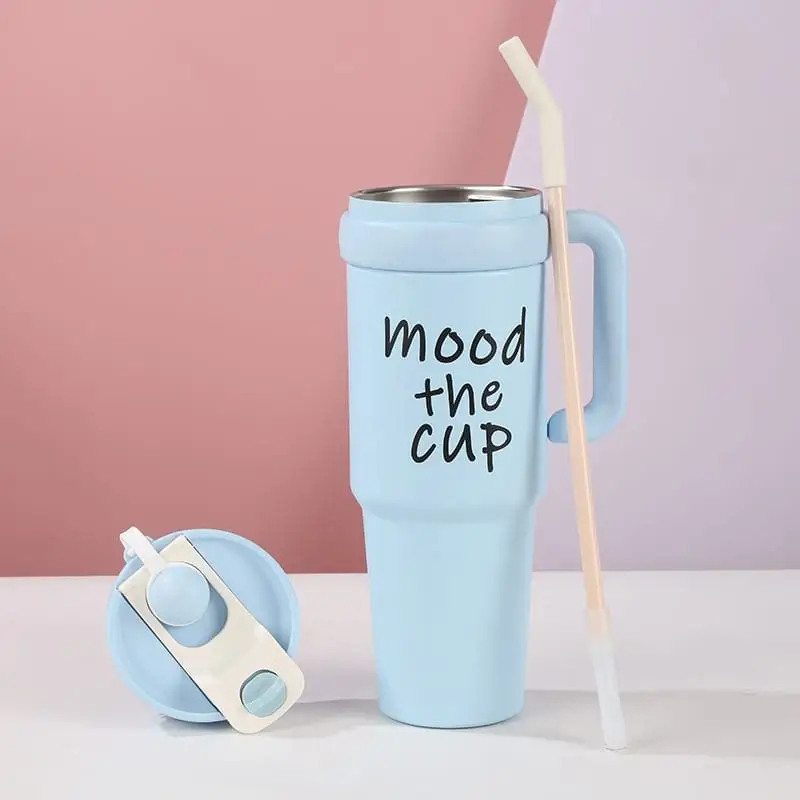 Mood The Cup Insulated Tumbler with Straw and Handle | Stylish Lightweight Stainless Steel Sporty Style Tumbler - Image 5